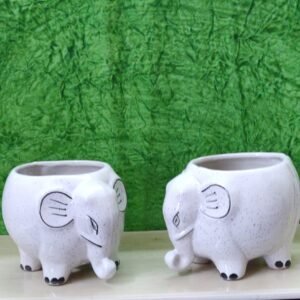 Elephant Shape White Ceramic Pot