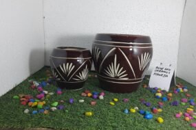 Egg shape 2pcs set Brown cutting 8.5H*7D