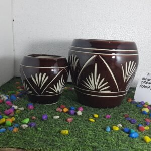 Egg shape 2pcs set Brown cutting 8.5H*7D